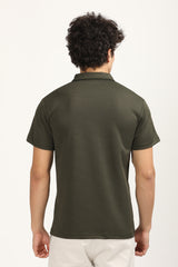 Slim Fit Zip-Up Textured Polo