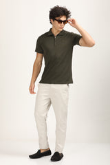 Slim Fit Zip-Up Textured Polo
