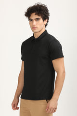 Slim Fit Zip-Up Textured Polo