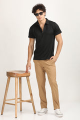 Slim Fit Zip-Up Textured Polo