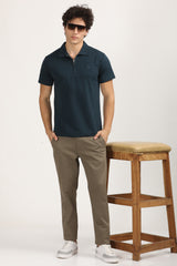 Slim Fit Zip-Up Textured Polo