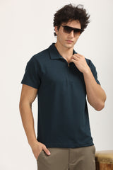 Slim Fit Zip-Up Textured Polo