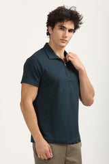 Slim Fit Zip-Up Textured Polo