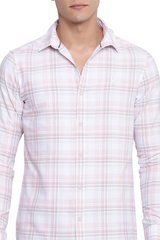 Light Pink Premium Cotton Multicolor Check Shirt