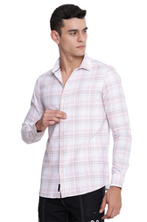 Light Pink Premium Cotton Multicolor Check Shirt
