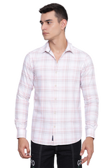 Light Pink Premium Cotton Multicolor Check Shirt