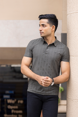 Solid Mandarin Collar Olive T-Shirt