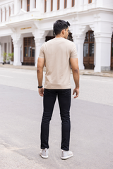 Beige Slim Fit Henley T-Shirt