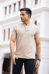 Beige Slim Fit Henley T-Shirt