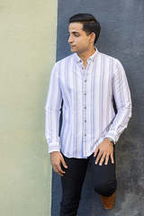 Pink & Grey Vertical Stripe Shirt