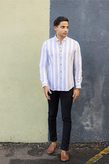 Pink & Grey Vertical Stripe Shirt