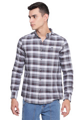 Grey Premium Cotton Check Shirt