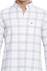 White Premium Cotton Check Shirt