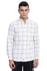 White Premium Cotton Check Shirt