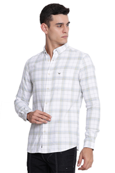 White Premium Cotton Check Shirt