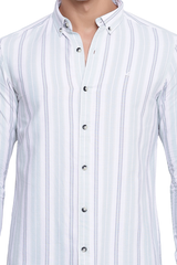 Light Green Premium Oxford Vertical Stripe Shirt