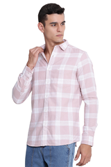 Light Pink Premium Cotton Check Shirt