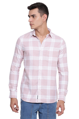 Light Pink Premium Cotton Check Shirt