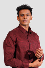 Maroon Cotton Printed Slim Fit Shirt | SC0017 P-90