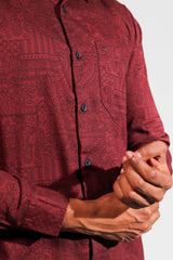 Maroon Cotton Printed Slim Fit Shirt | SC0017 P-90