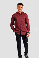 Maroon Cotton Printed Slim Fit Shirt | SC0017 P-90