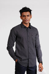 Black Textured Cotton Printed Shirt | SC0015 P-82