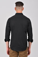 Jet Black Premium Stretch Satin Shirt | Blue Turquoise Premium Stretch Satin Shirt