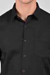Jet Black Premium Stretch Satin Shirt | Blue Turquoise Premium Stretch Satin Shirt