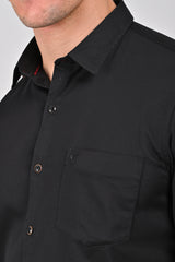 Jet Black Premium Stretch Satin Shirt | Blue Turquoise Premium Stretch Satin Shirt