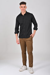 Jet Black Premium Stretch Satin Shirt | Blue Turquoise Premium Stretch Satin Shirt