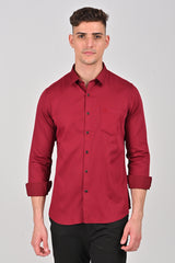 Burgundy Premium Stretch Satin Shirt