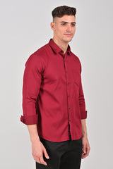 Burgundy Premium Stretch Satin Shirt