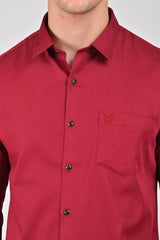 Burgundy Premium Stretch Satin Shirt