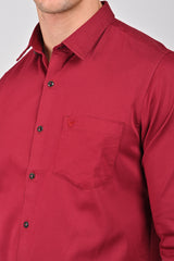 Burgundy Premium Stretch Satin Shirt