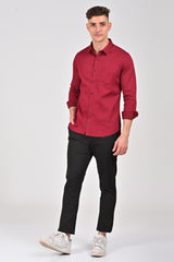 Burgundy Premium Stretch Satin Shirt
