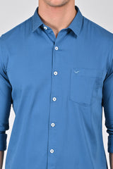 Jet Black Premium Stretch Satin Shirt | Blue Turquoise Premium Stretch Satin Shirt