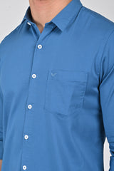 Jet Black Premium Stretch Satin Shirt | Blue Turquoise Premium Stretch Satin Shirt