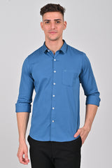 Jet Black Premium Stretch Satin Shirt | Blue Turquoise Premium Stretch Satin Shirt